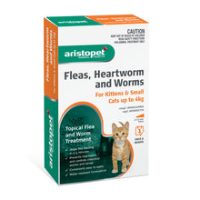 Load image into Gallery viewer, Aristopet Fleas, Heartworm and Worms Topical Treatment for Kittens and Small cats up to 4kg (6 pack)