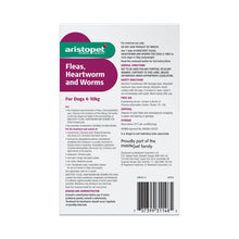 Load image into Gallery viewer, Aristopet Fleas, Heartworm and Worms Topical Treatment for Dogs 4-10kg (6 pack)
