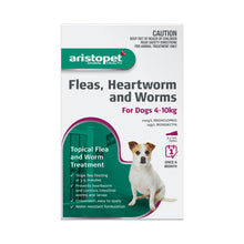 Load image into Gallery viewer, Aristopet Fleas, Heartworm and Worms Topical Treatment for Dogs 4-10kg (6 pack)