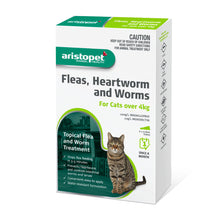 Load image into Gallery viewer, Aristopet Fleas, Heartworm and Worms Topical Treatment for Cats Over 4kg (6 pack)
