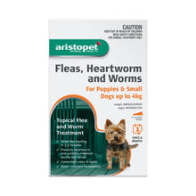 Load image into Gallery viewer, Aristopet Fleas, Heartworm and Worms Topical Treatment for Puppies and Small Dogs Up to 4kg (3 pack)
