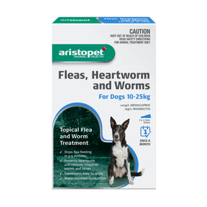 Aristopet Fleas, Heartworm and Worms Topical Treatment for Dogs 10-25kg (3 pack)