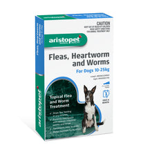 Load image into Gallery viewer, Aristopet Fleas, Heartworm and Worms Topical Treatment for Dogs 10-25kg (3 pack)
