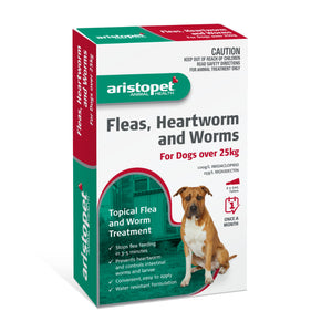 Aristopet Fleas, Heartworm and Worms Topical Treatment for Dogs Over 25kg (6 pack)