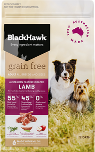 Black Hawk Dog Dry Food - Grain Free - Lam ) b (2.5kg