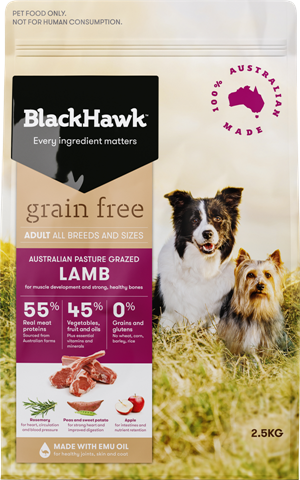 Black Hawk Dog Dry Food - Grain Free - Lam ) b (2.5kg