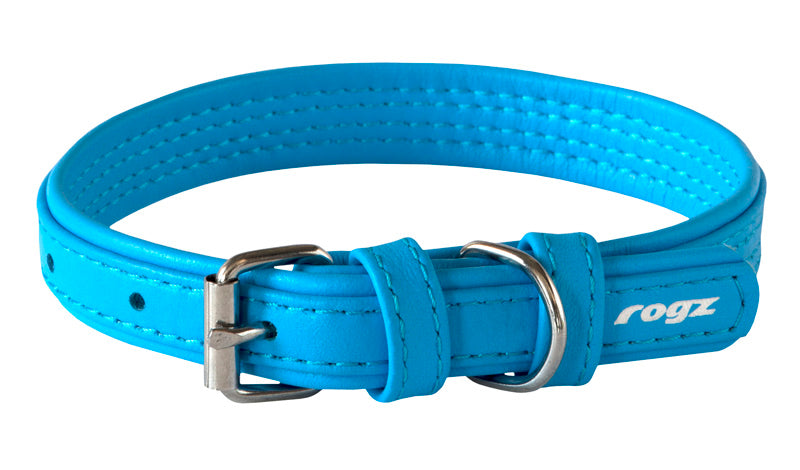 Rogz Leather Collar Large Turquoise